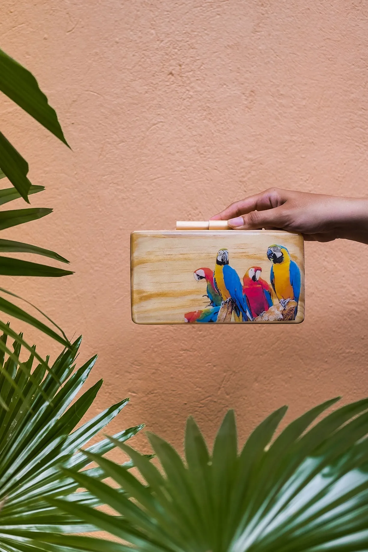 Parrot Life Wooden Clutch