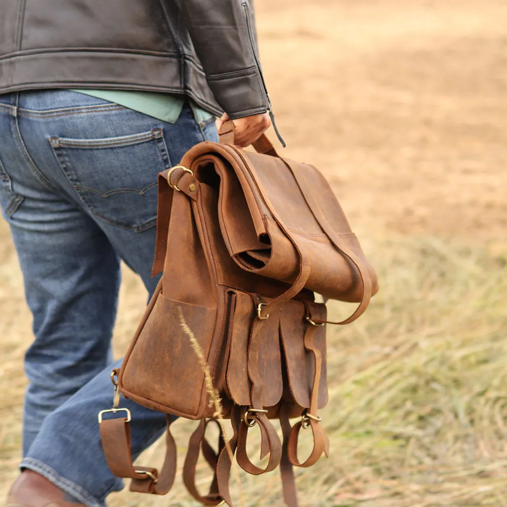 Parsons Roll Top Vintage Oiled Cowhide Backpack