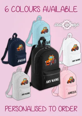 Personalised Kids Backpack - Any Name Tractor Boys Girls NURSERY Back To School Bag