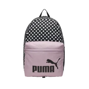 Puma Phase 079948-08 multipurpose backpack with black-white-pink-white polka dots