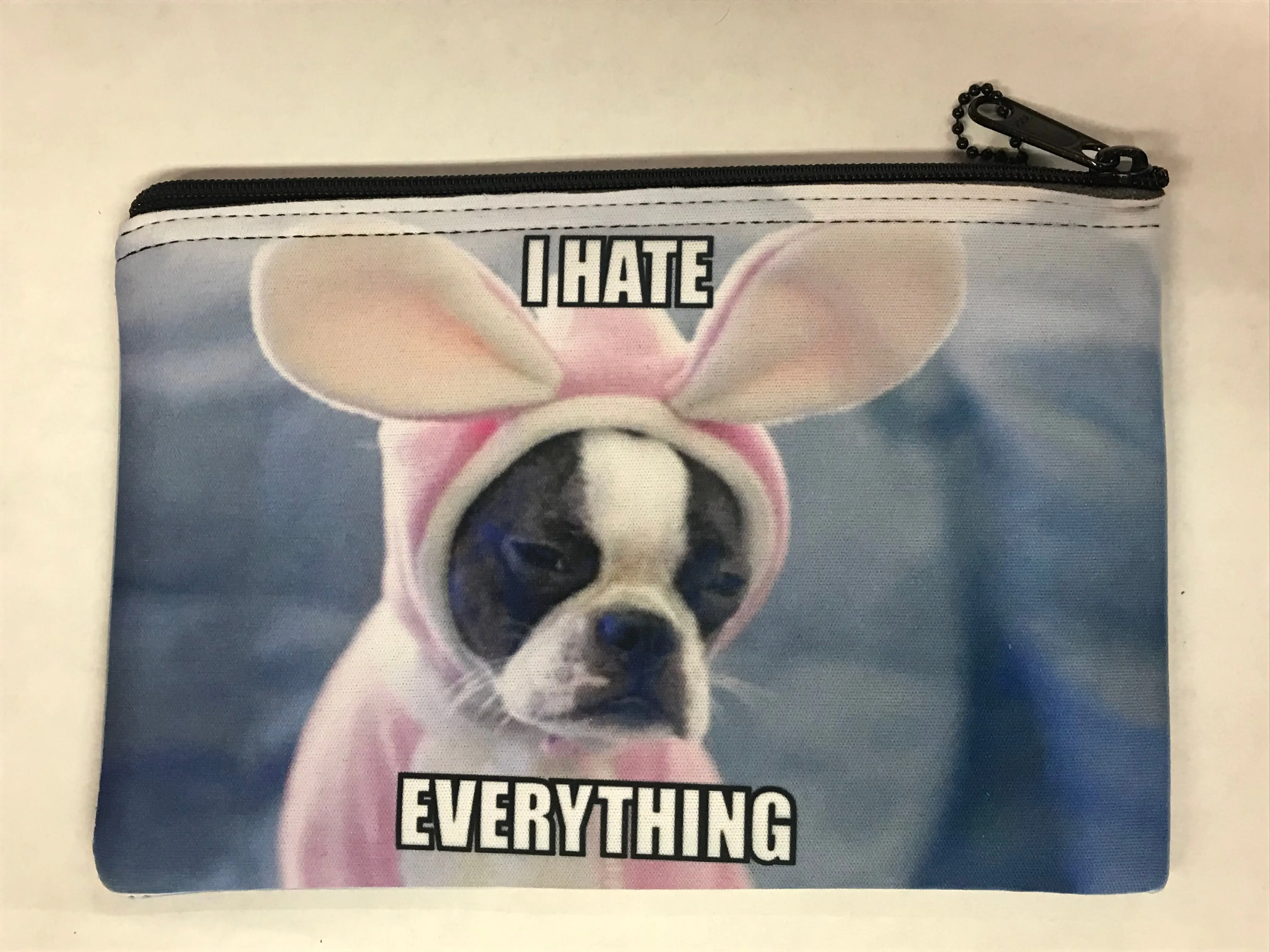 "I Hate Everything" Puppy Print Pouch