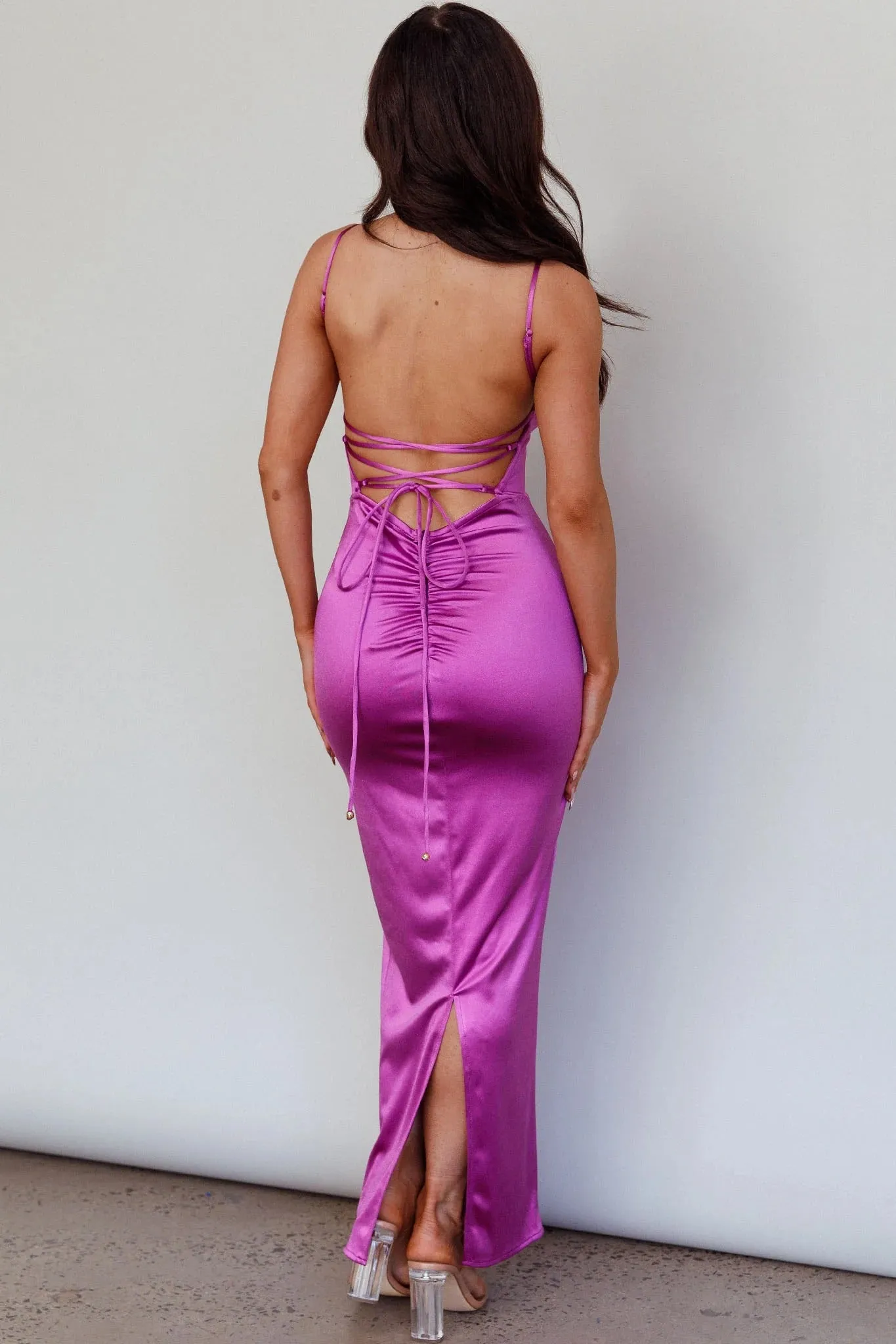 Sera Lace Up Back Dress - Violet