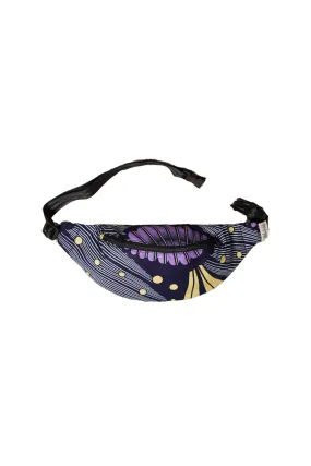 Seye Waistbag - Purple Beige and Black African Ankara Wax Cotton Print - 13