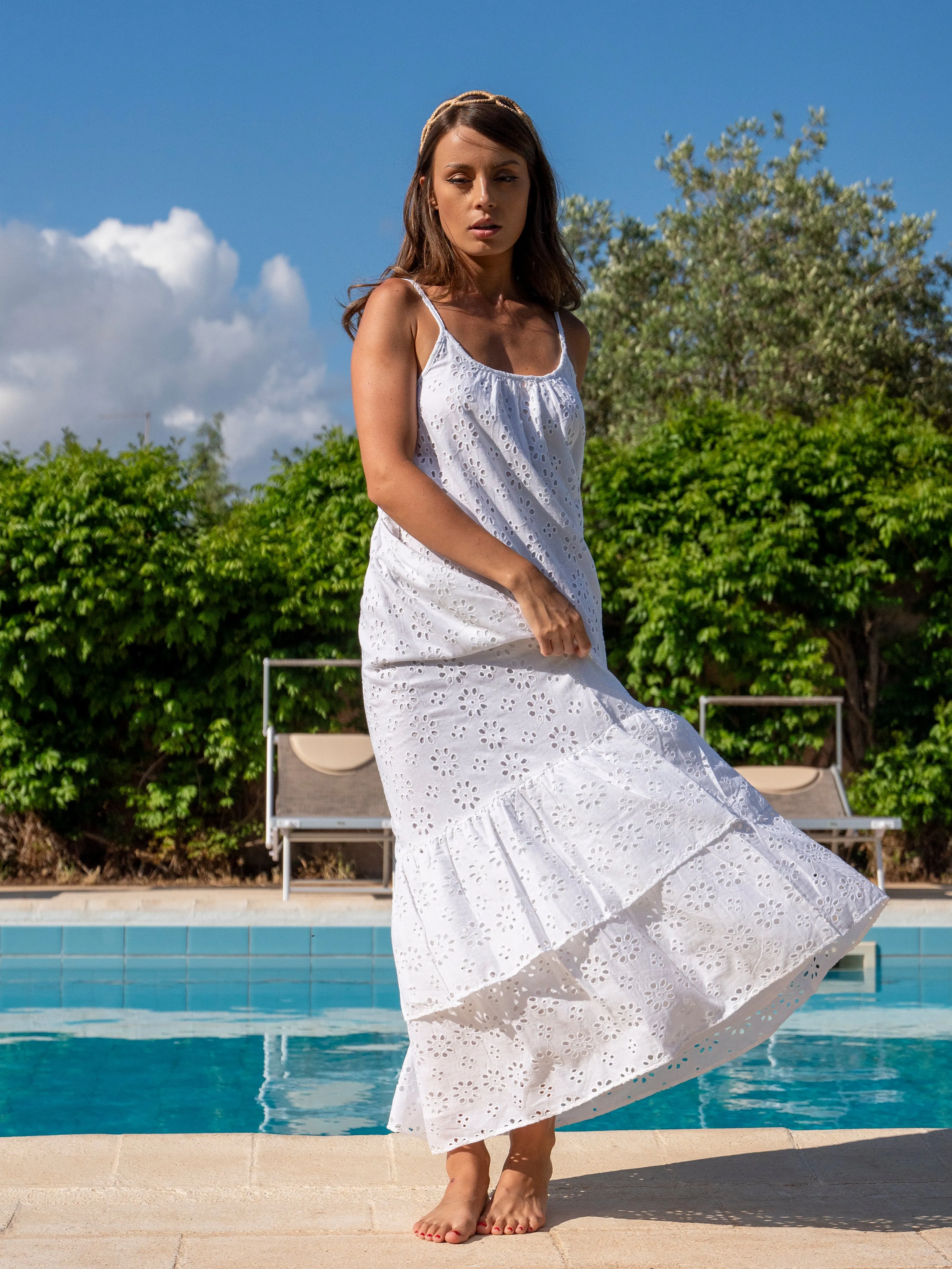 ‘SOUL BEACH’ BRODERIE ANGLAISE SUNDRESS IN WHITE