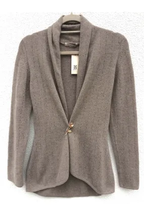 Taupe Cashmere Cardigan - Pointelle