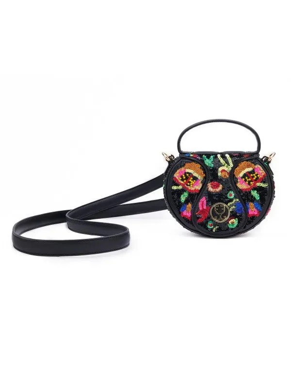 The Micro Bag Leather : Black (With Sequins Embroidery)