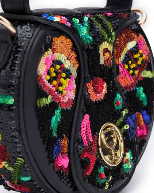 The Micro Bag Leather : Black (With Sequins Embroidery)