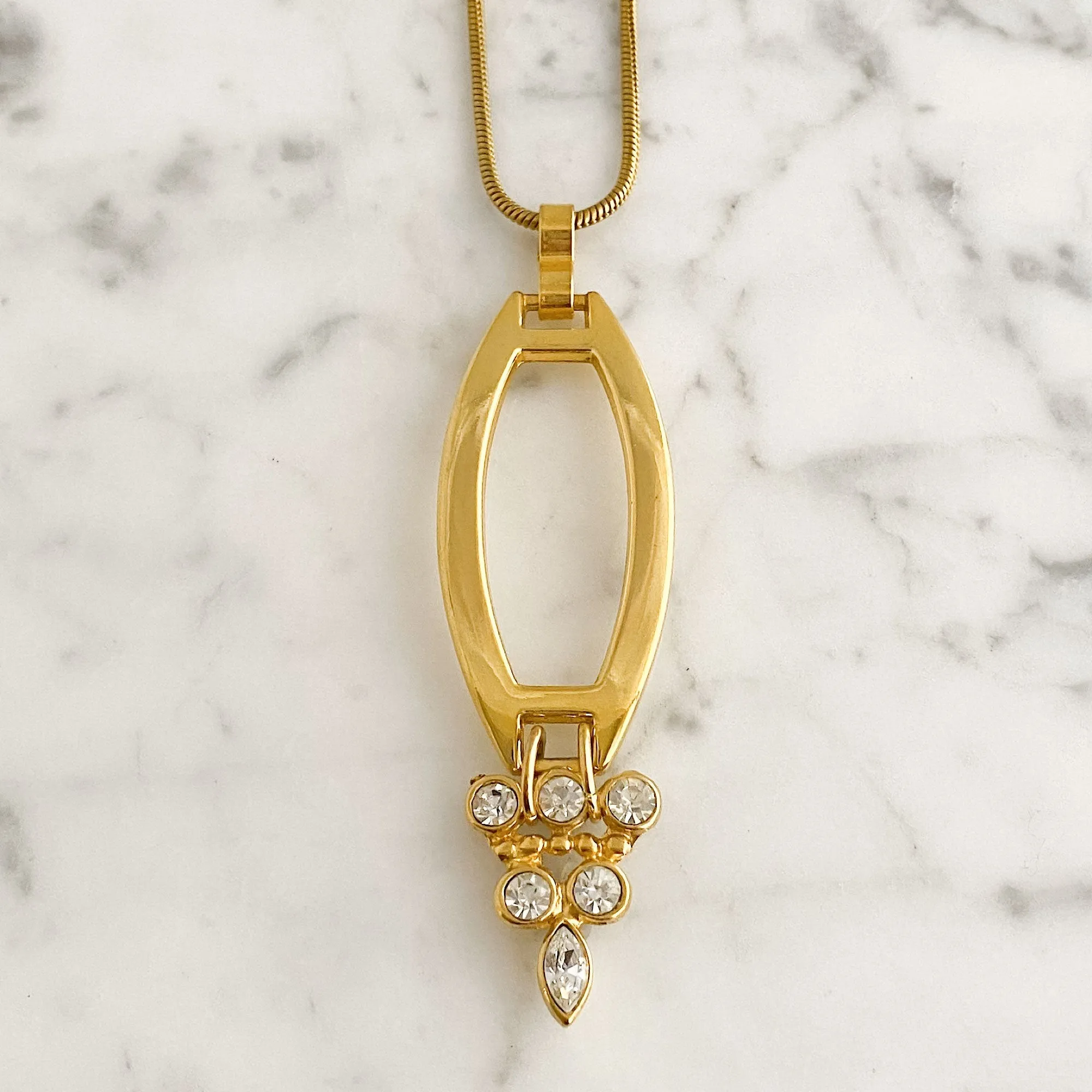 TILDA gold and rhinestone pendant necklace