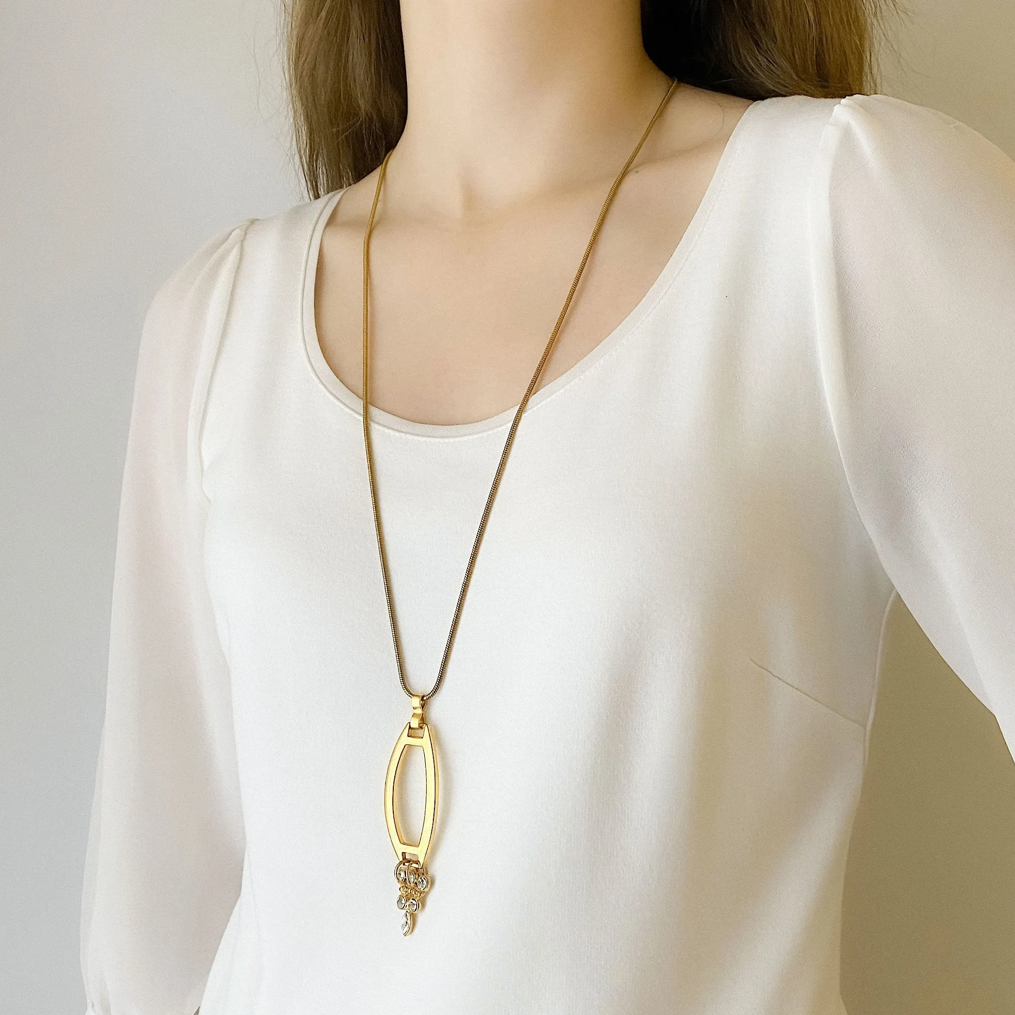 TILDA gold and rhinestone pendant necklace