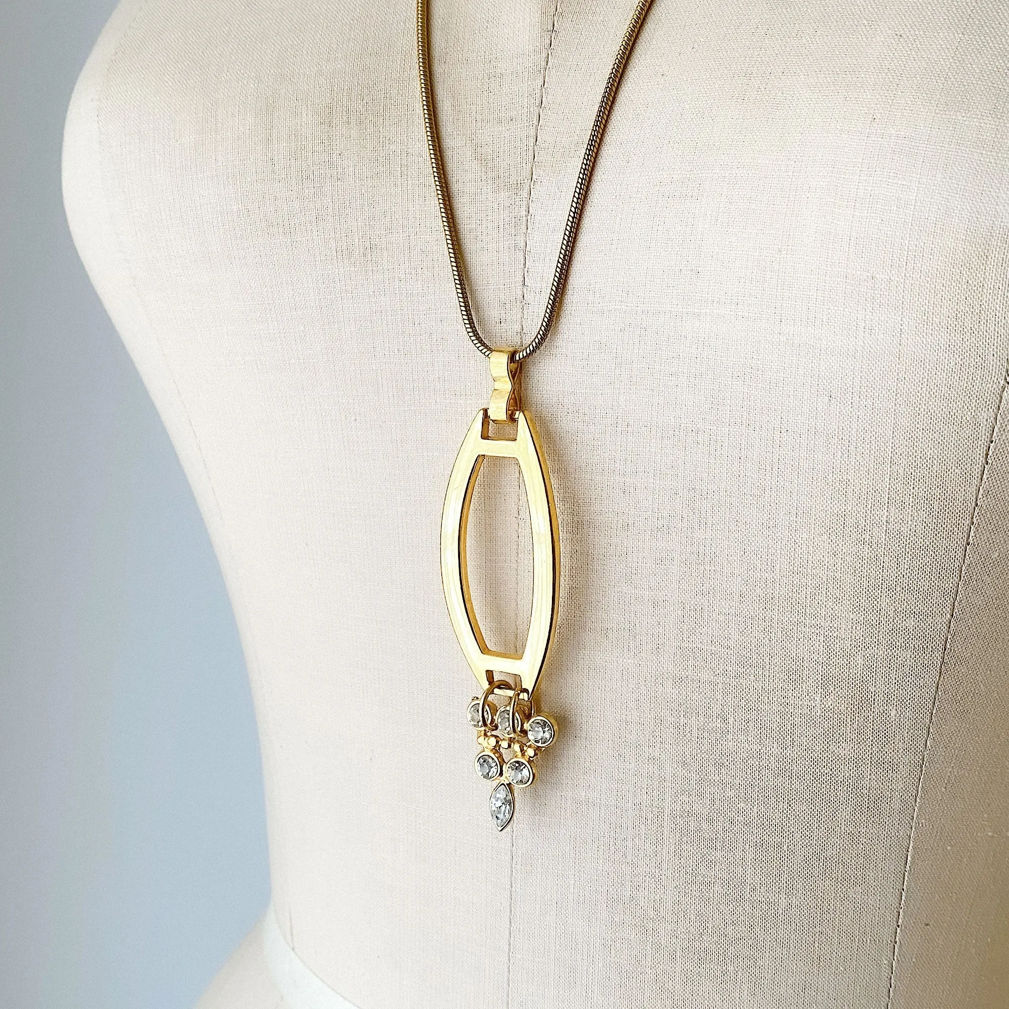 TILDA gold and rhinestone pendant necklace