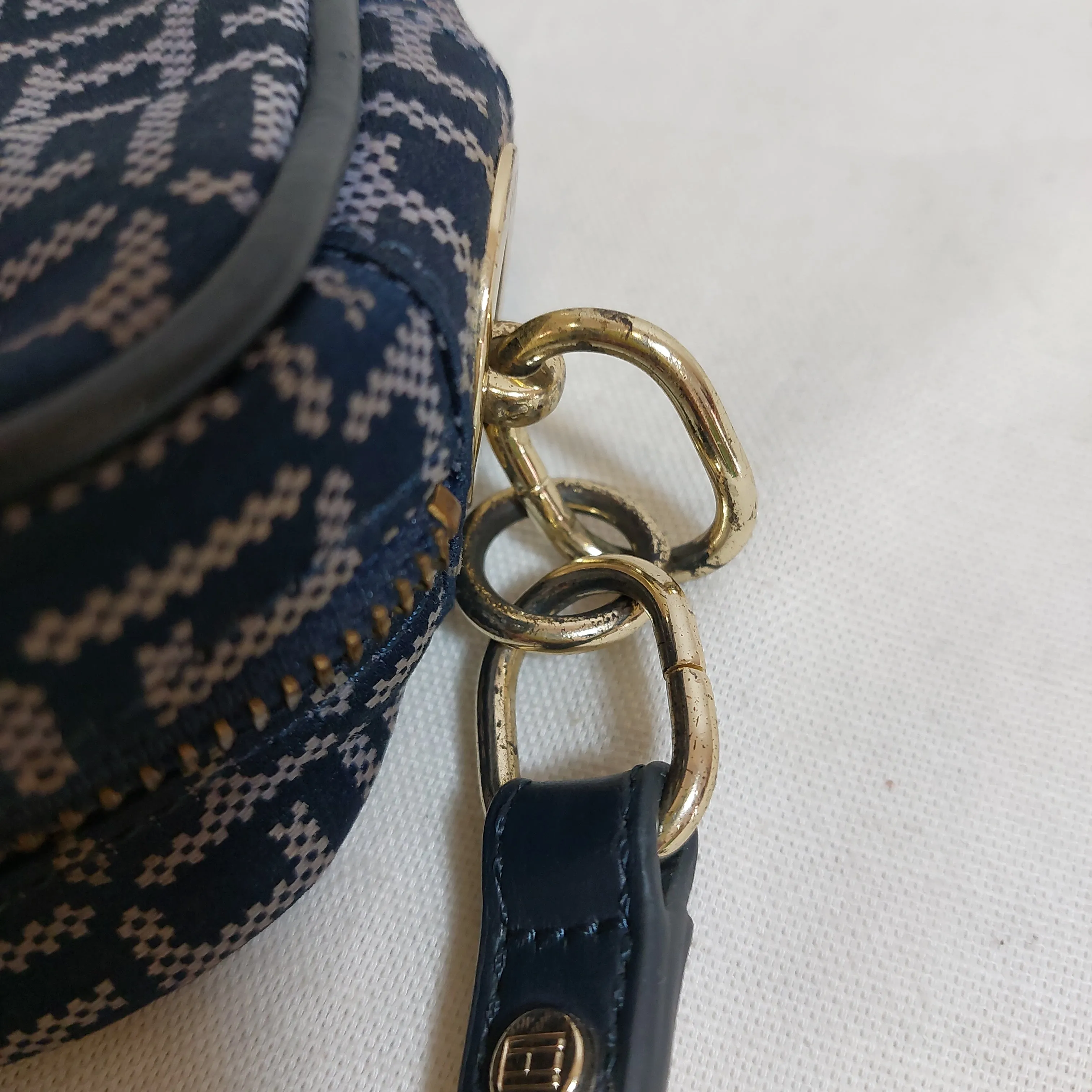 Tommy Hilfiger Navy Monogram Canvas Crossbody Bag | Pre Loved |