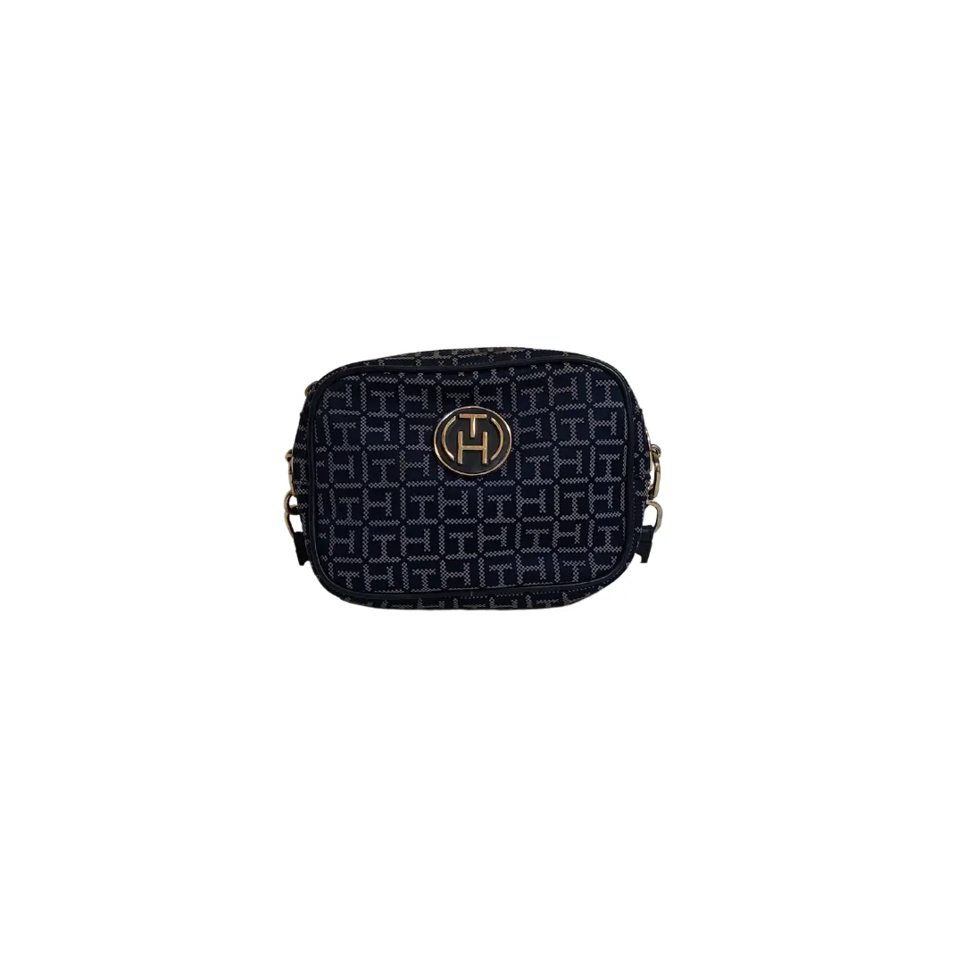 Tommy Hilfiger Navy Monogram Canvas Crossbody Bag | Pre Loved |