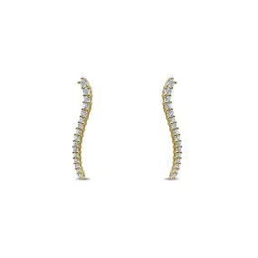 Vermeil Curved Pave Bar Stud Earrings