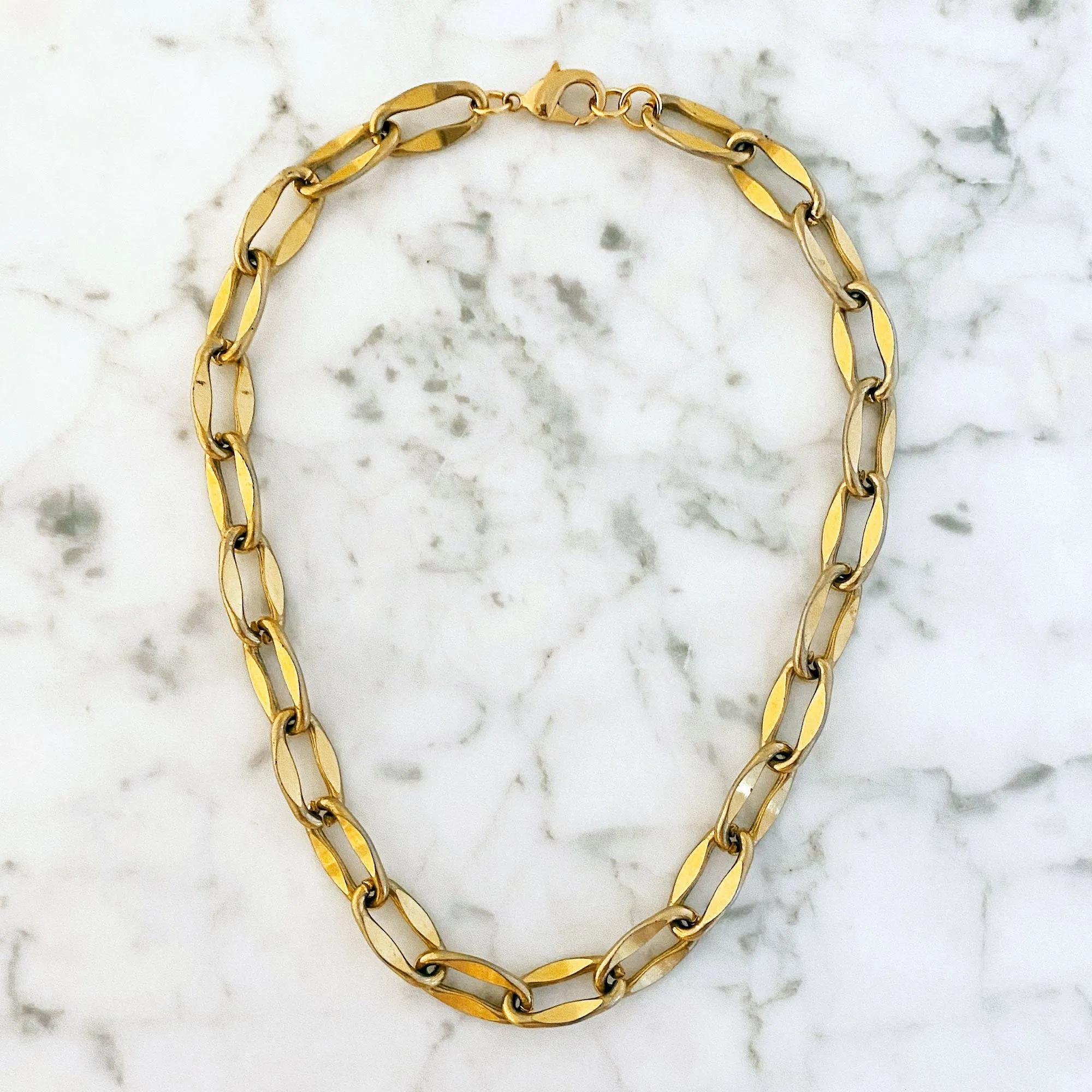 WARWICK elongated link gold chain necklace