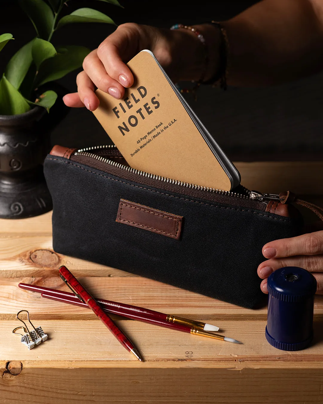 Waxed Canvas Personalized Pencil Case