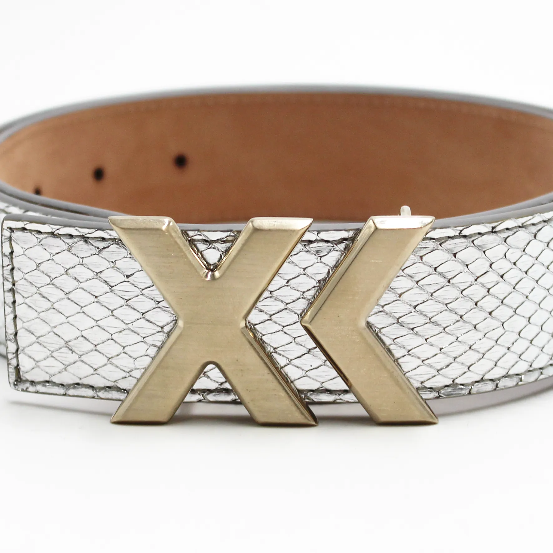 XK Belt in Metallic Silver Python 35mm